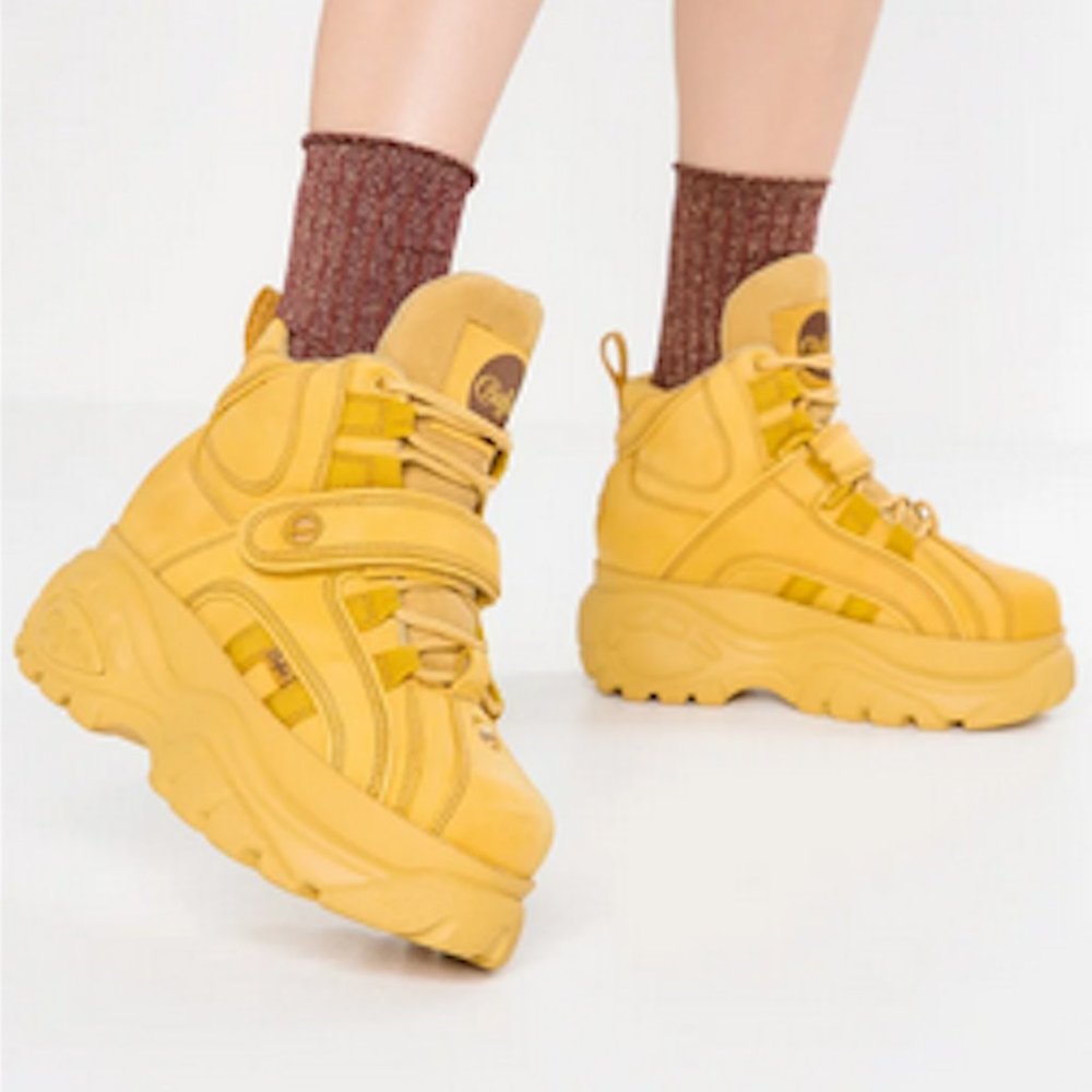 Buffalo London Nubuck Leather high top Platform Trainers US 8.5